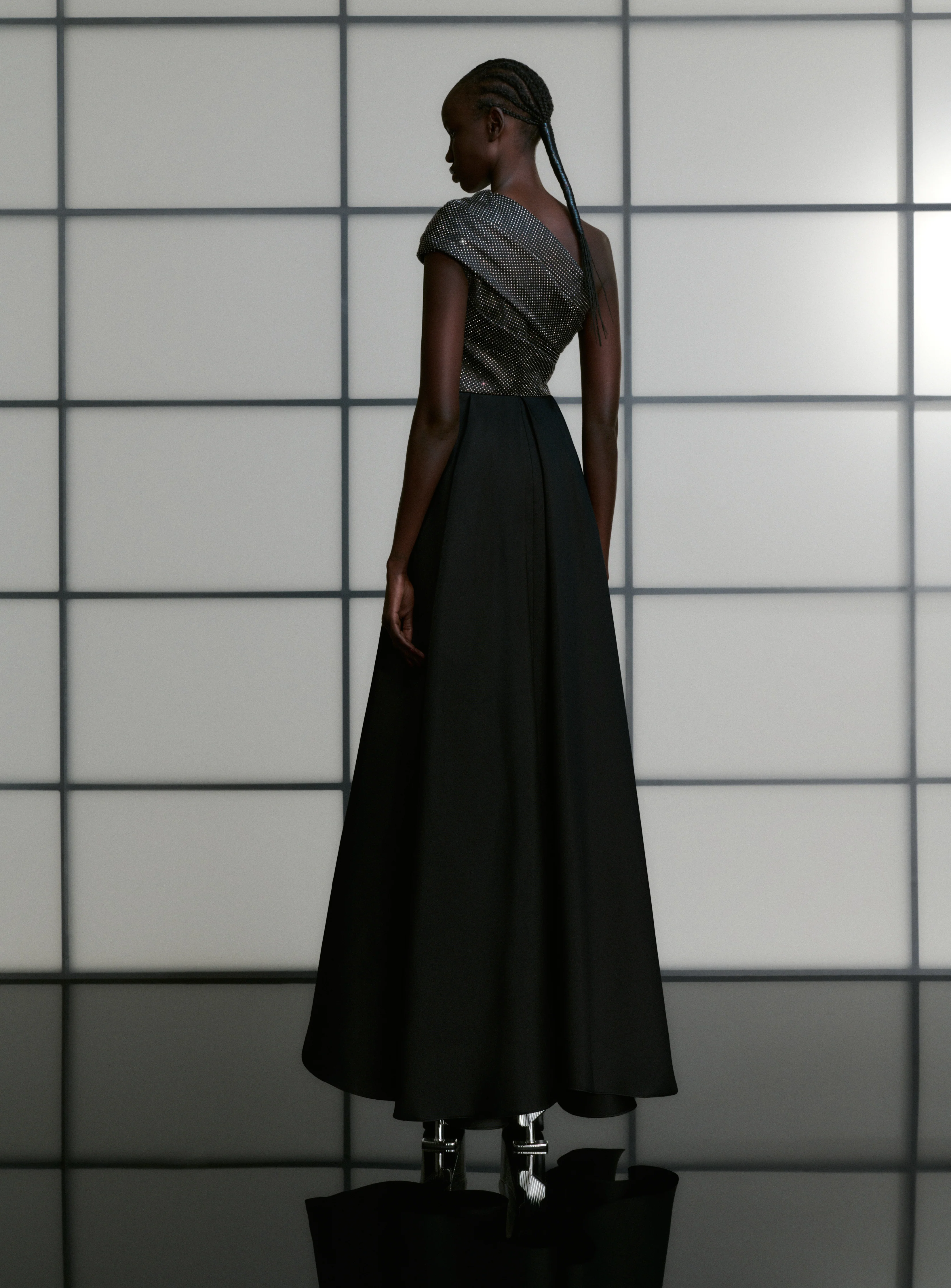 The Alba Crystal Maxi Dress in Black - Image 3