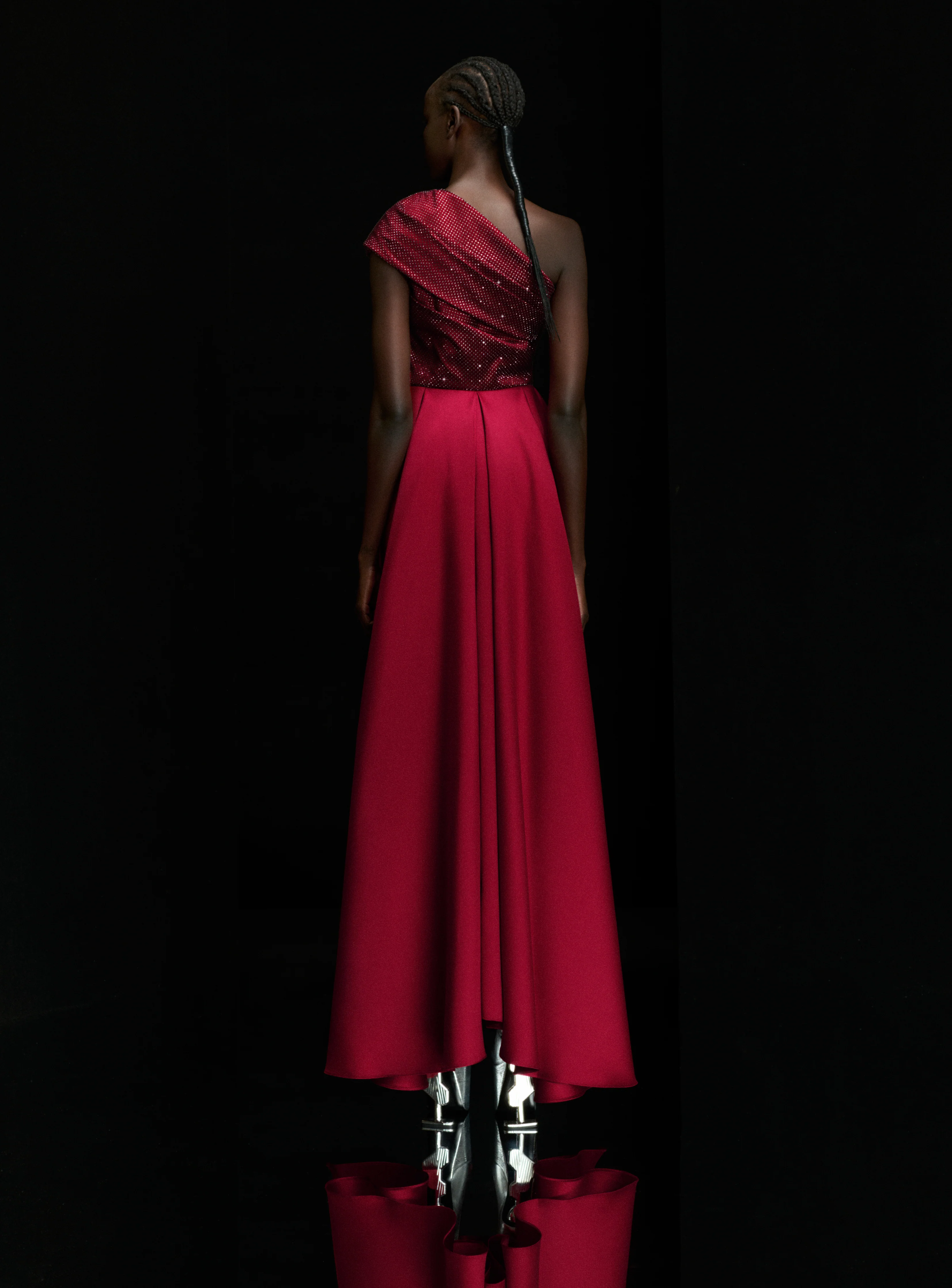 The Alba Crystal Maxi Dress in Ruby - Image 4