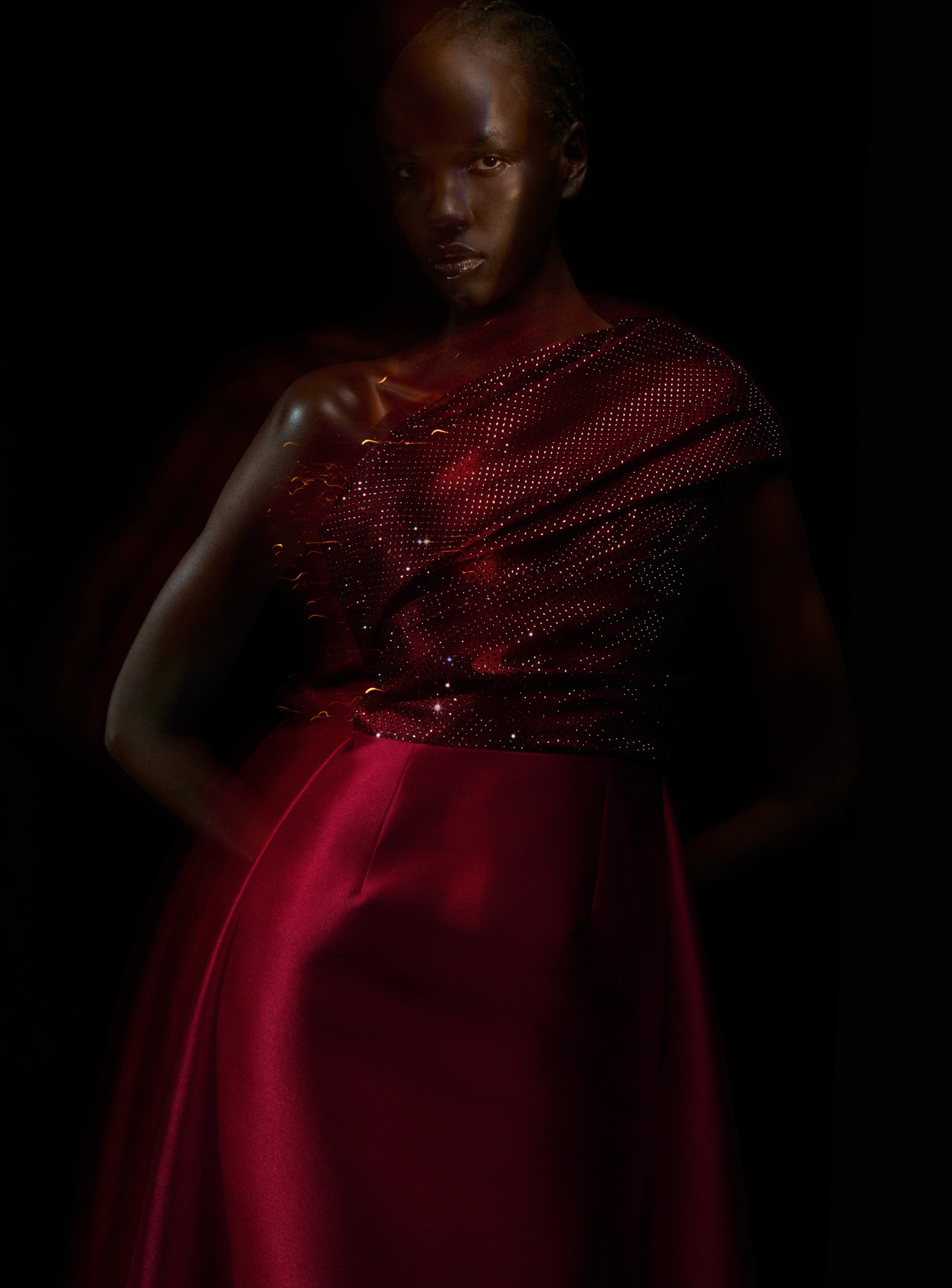 The Alba Crystal Maxi Dress in Ruby - Image 5