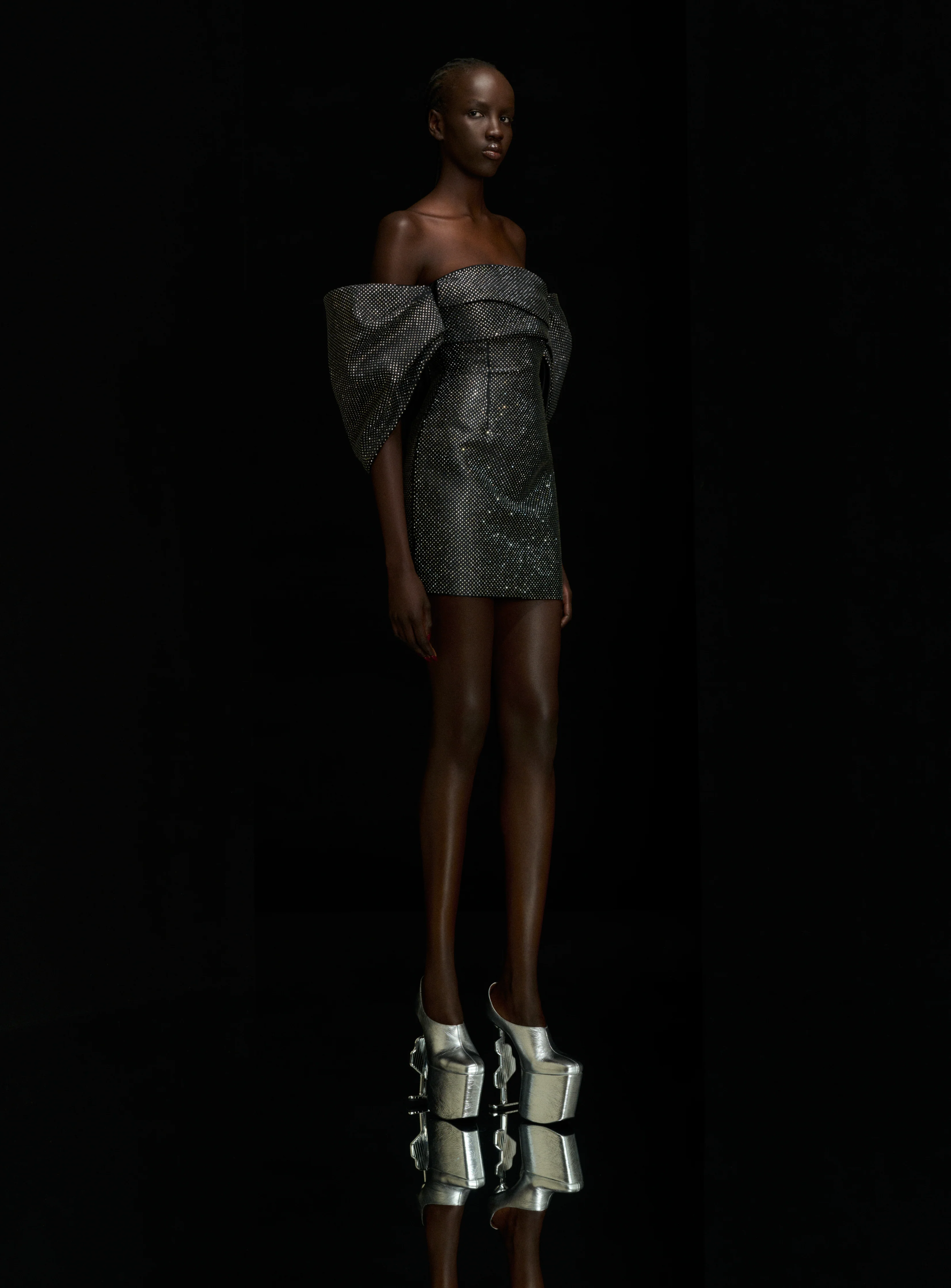 The Elina Crystal Maxi Dress in Black - Image 3