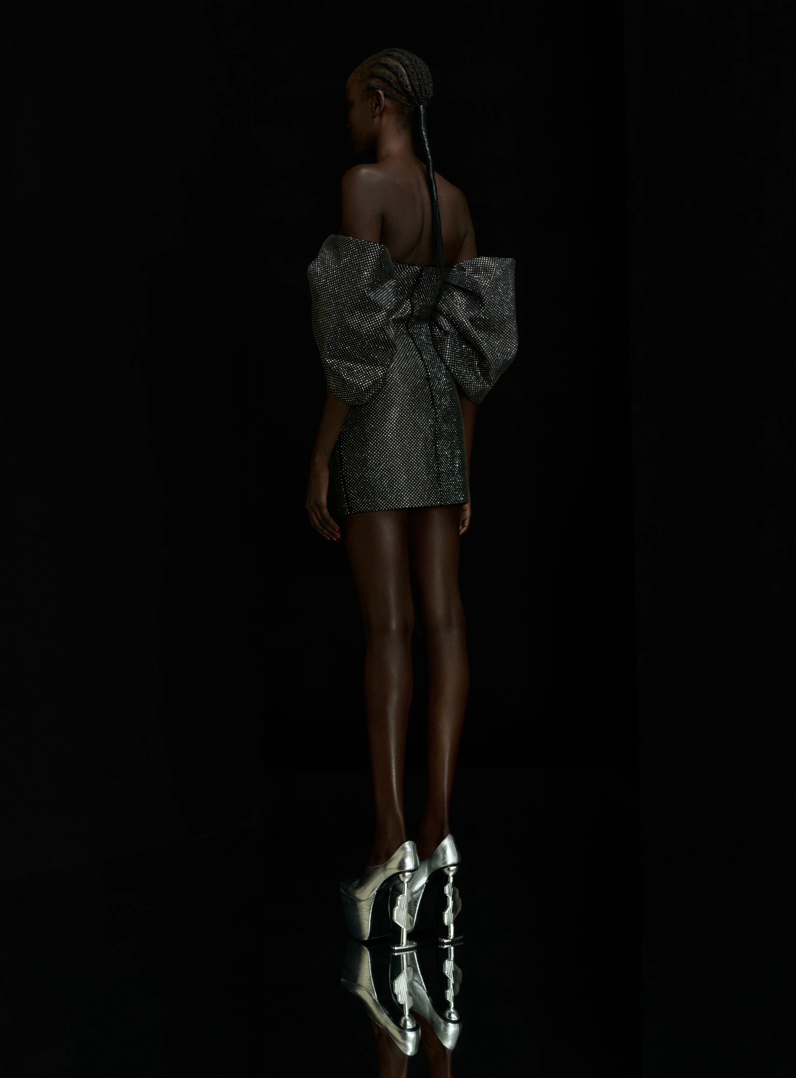 The Elina Crystal Maxi Dress in Black - Image 4