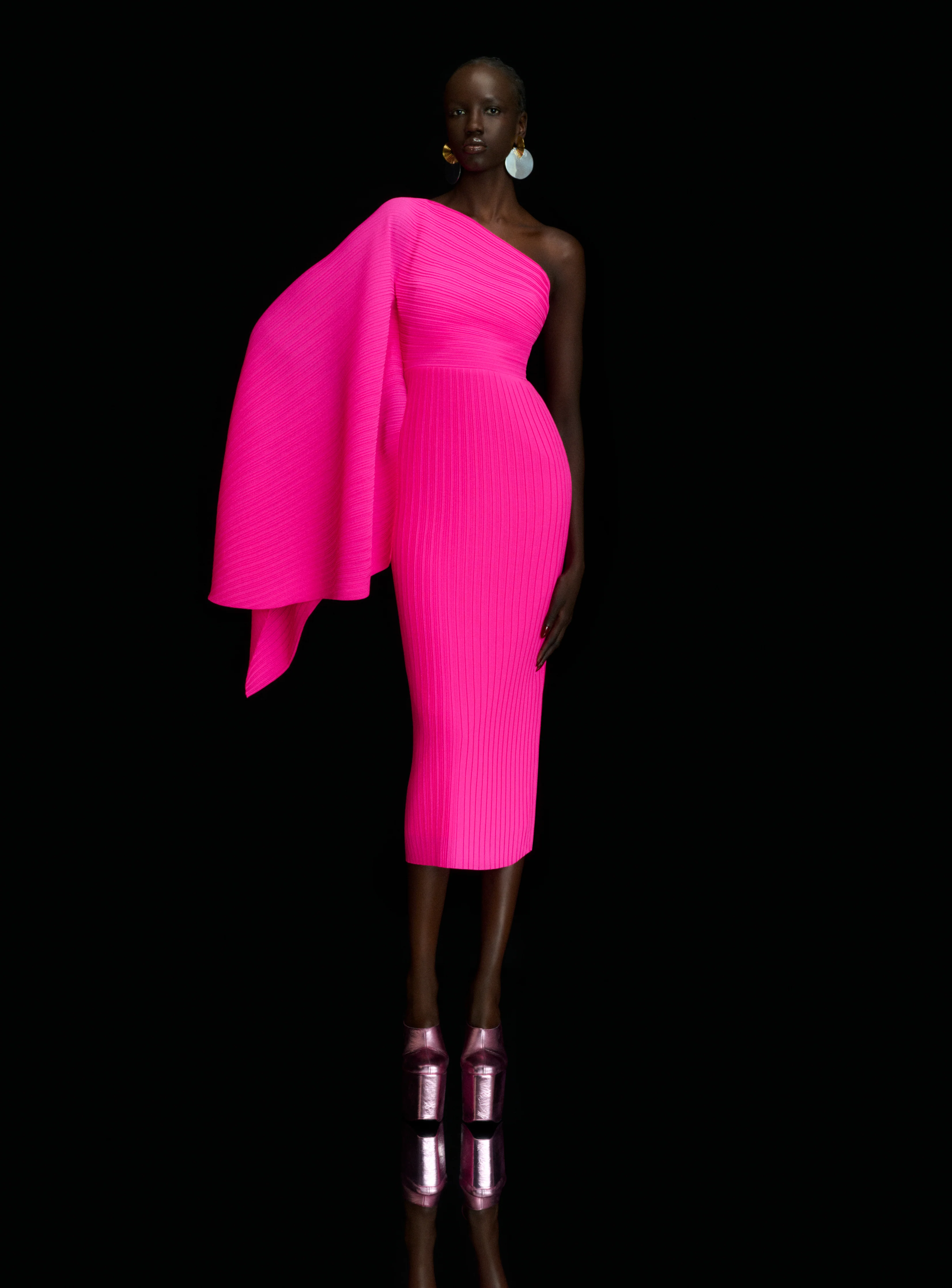 The Lenna Midi Dress in Hot Pink - Image 2