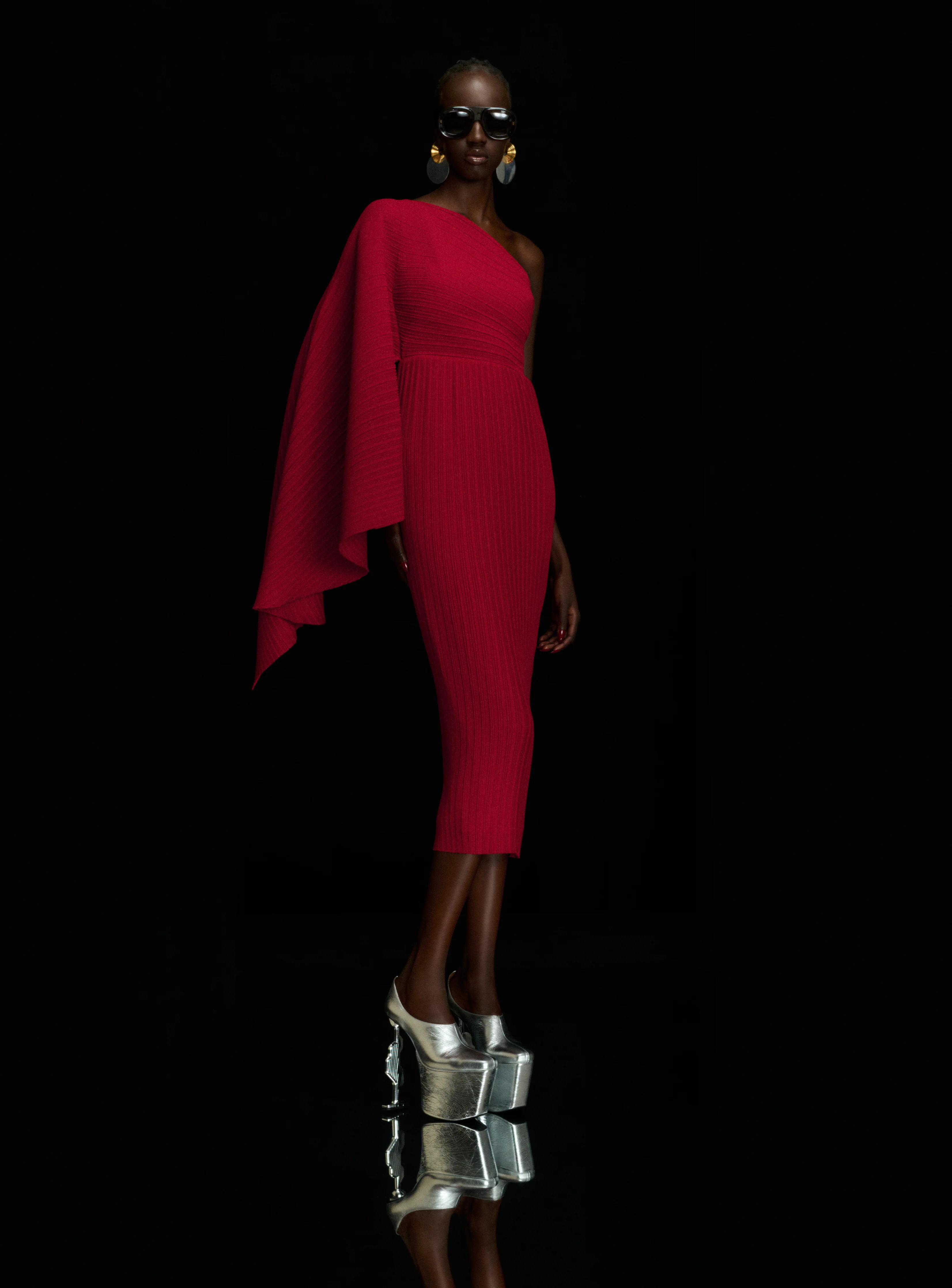 The Lenna Midi Dress in Ruby - Image 2