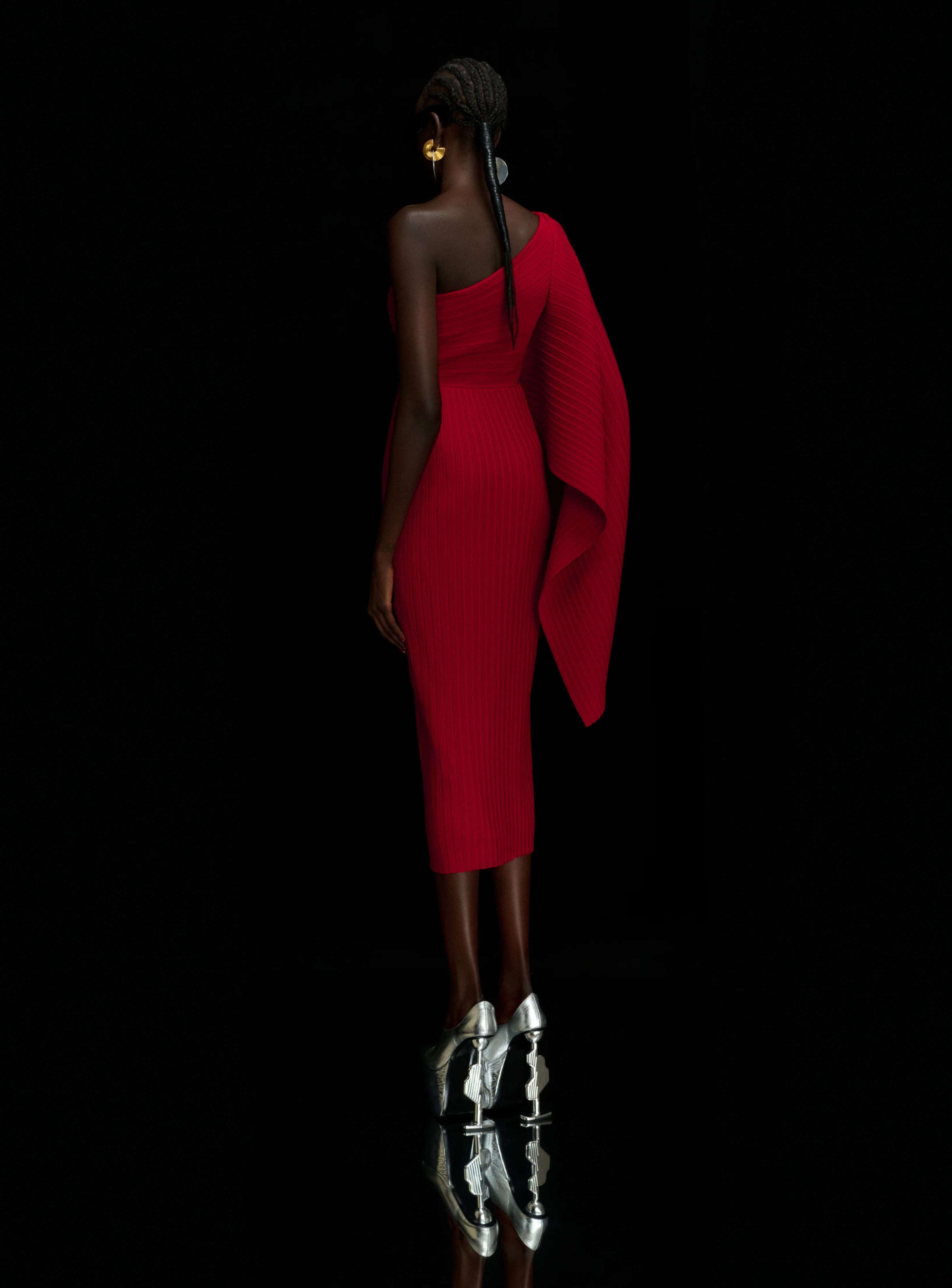 The Lenna Midi Dress in Ruby - Image 4