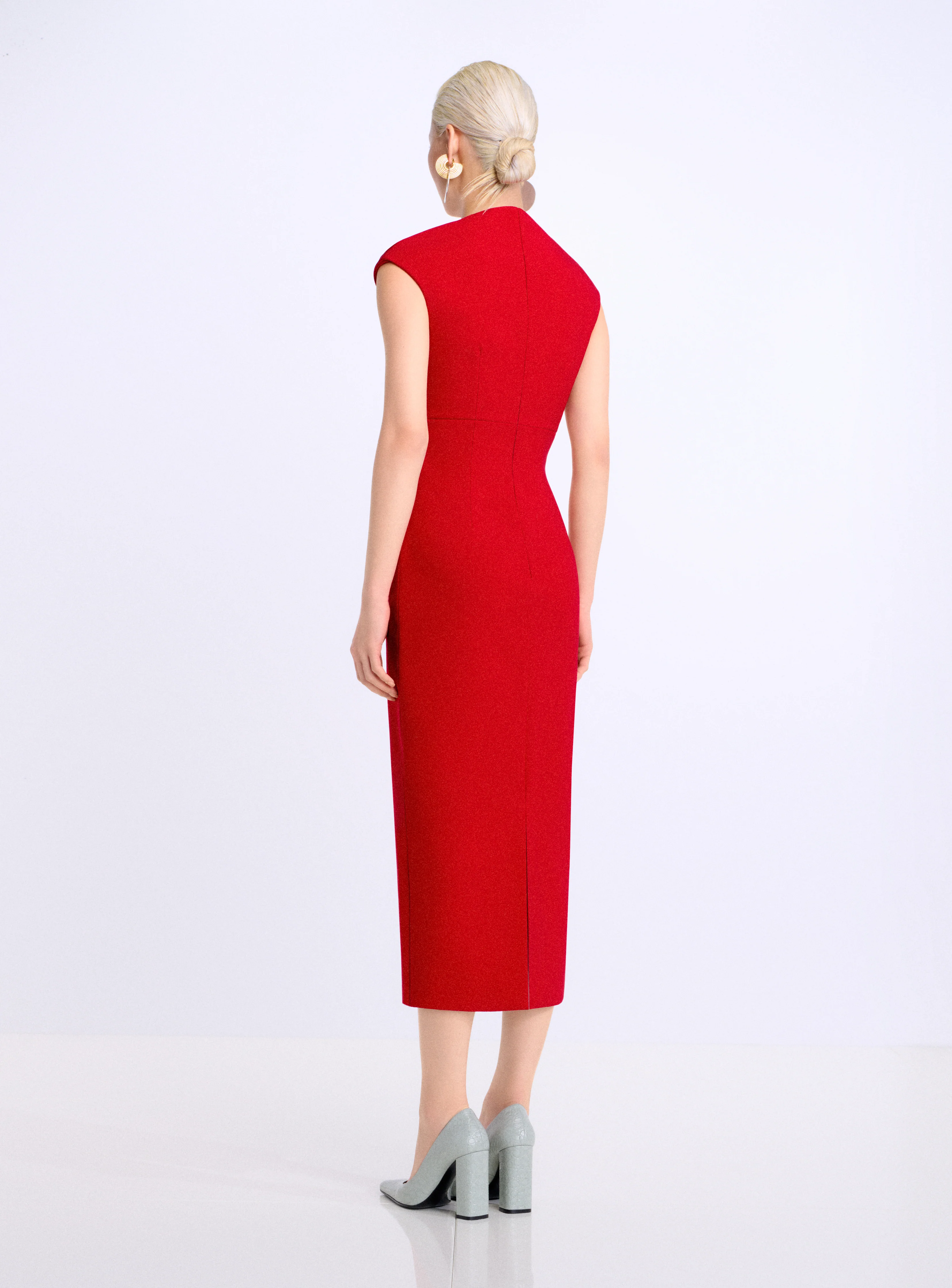 The Monica Midi Dress in Crimson Red - Image 2