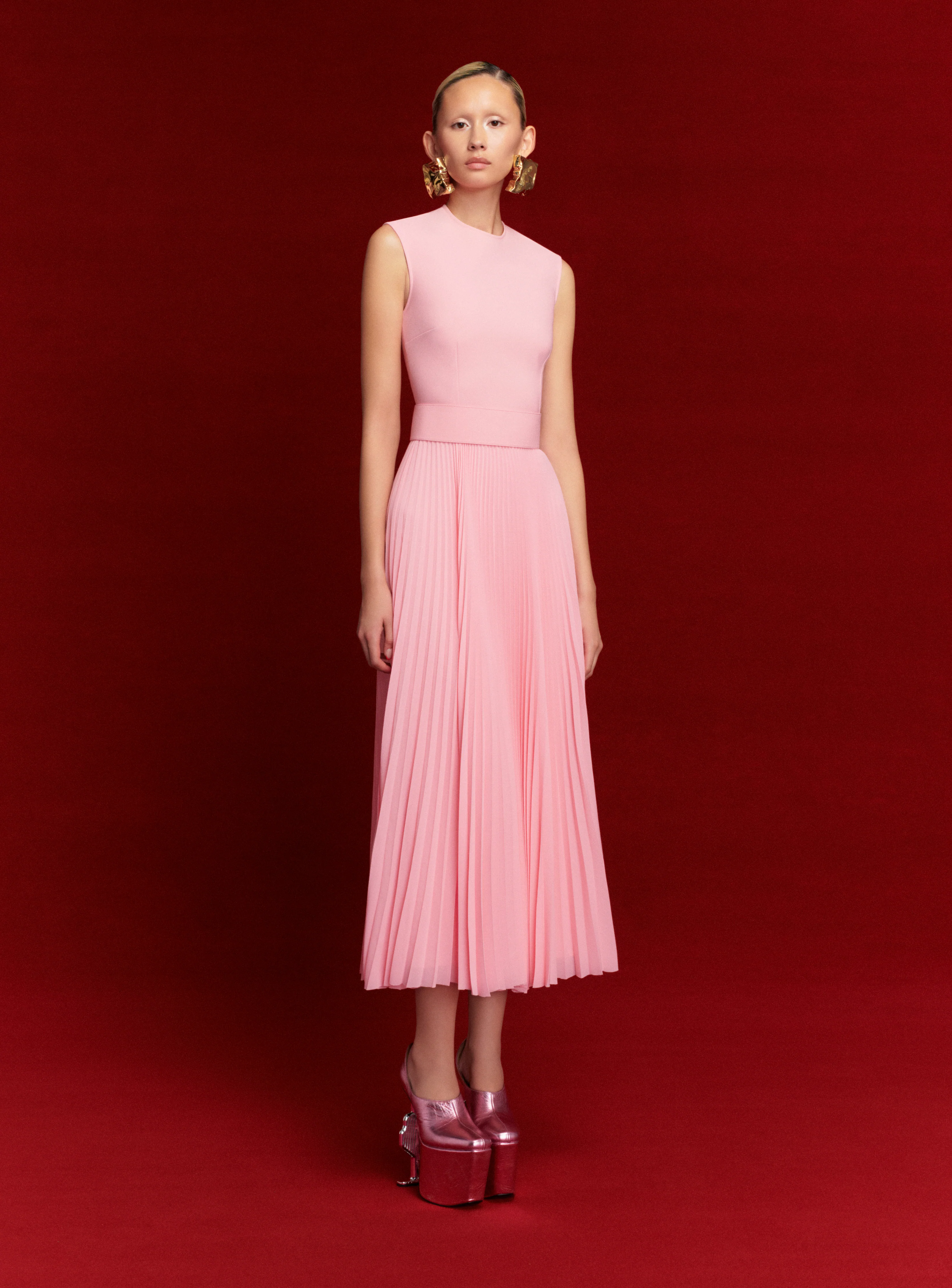 The Sophie Midi Dress in Powder Pink