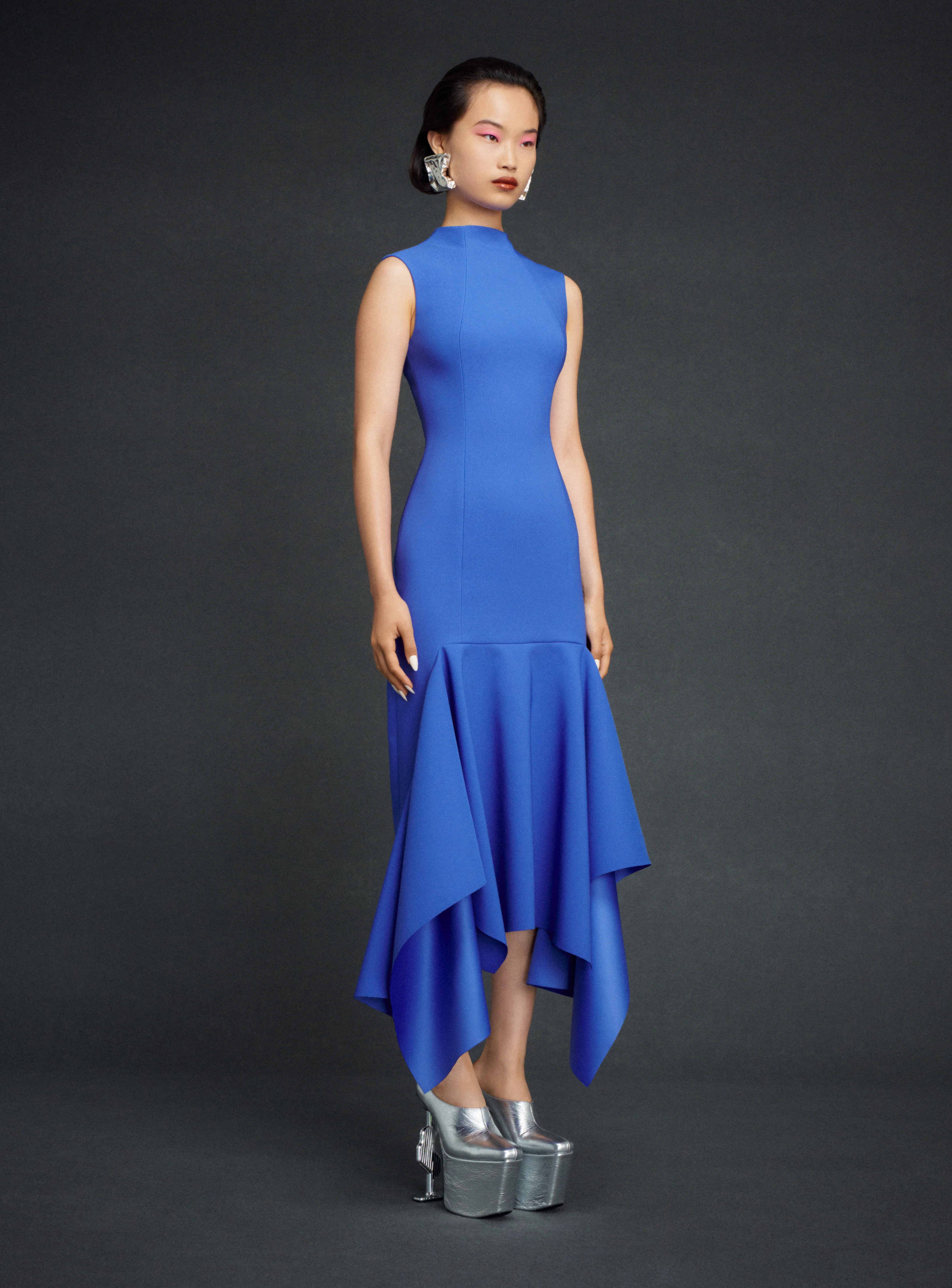 The Trinity Midi Dress in Iris Blue - Image 2
