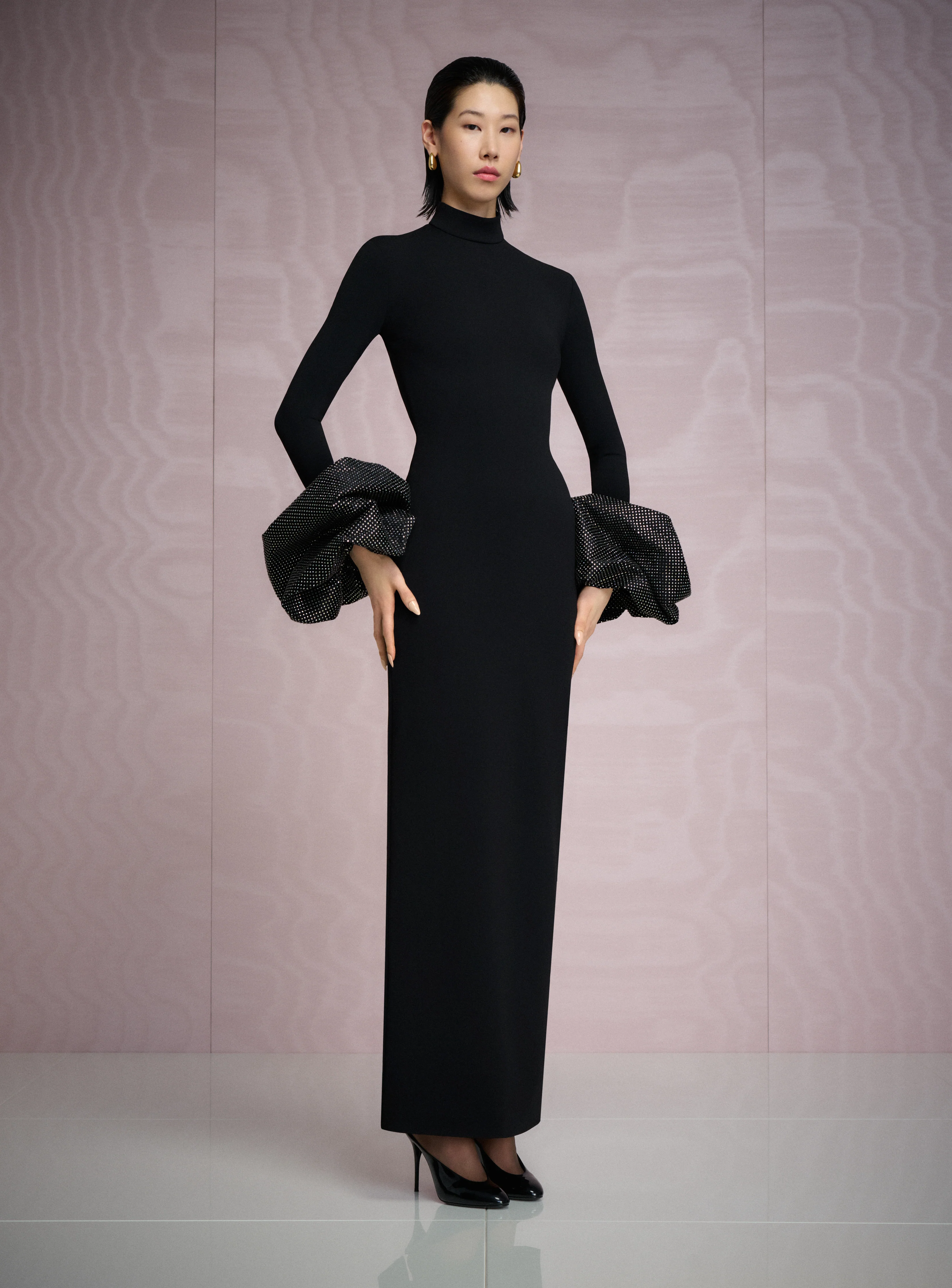 The Viviana Crystal Maxi Dress in Black