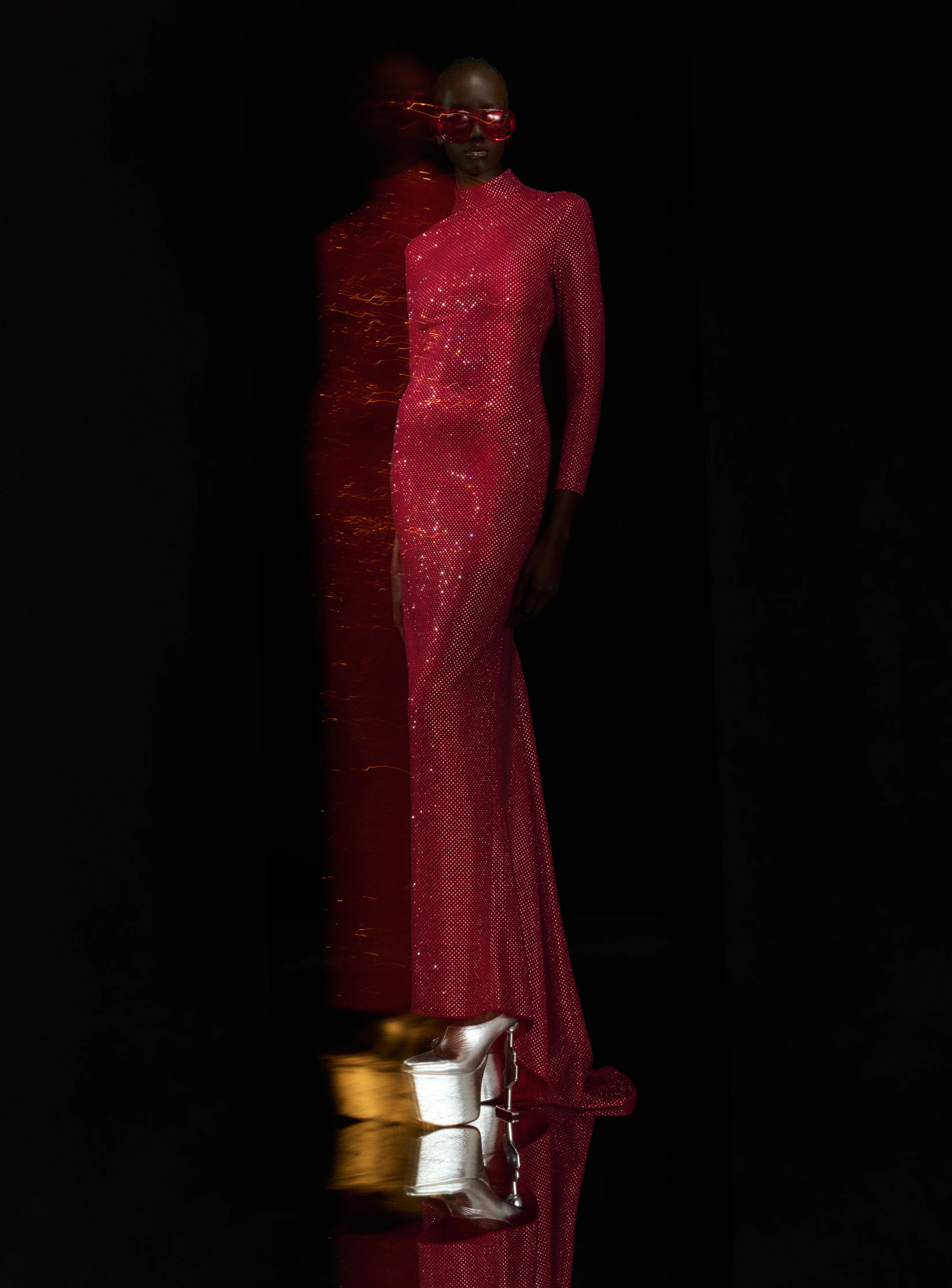 The Vivienne Crystal Maxi Dress in Ruby - Image 3